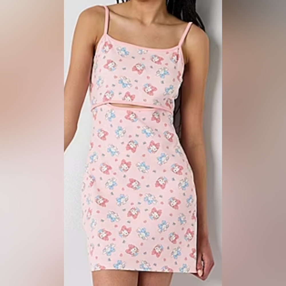 Hybrid Apparel Cinnamaroll Peekaboo Tank Women Sleeveless Juniors Babydoll Dress